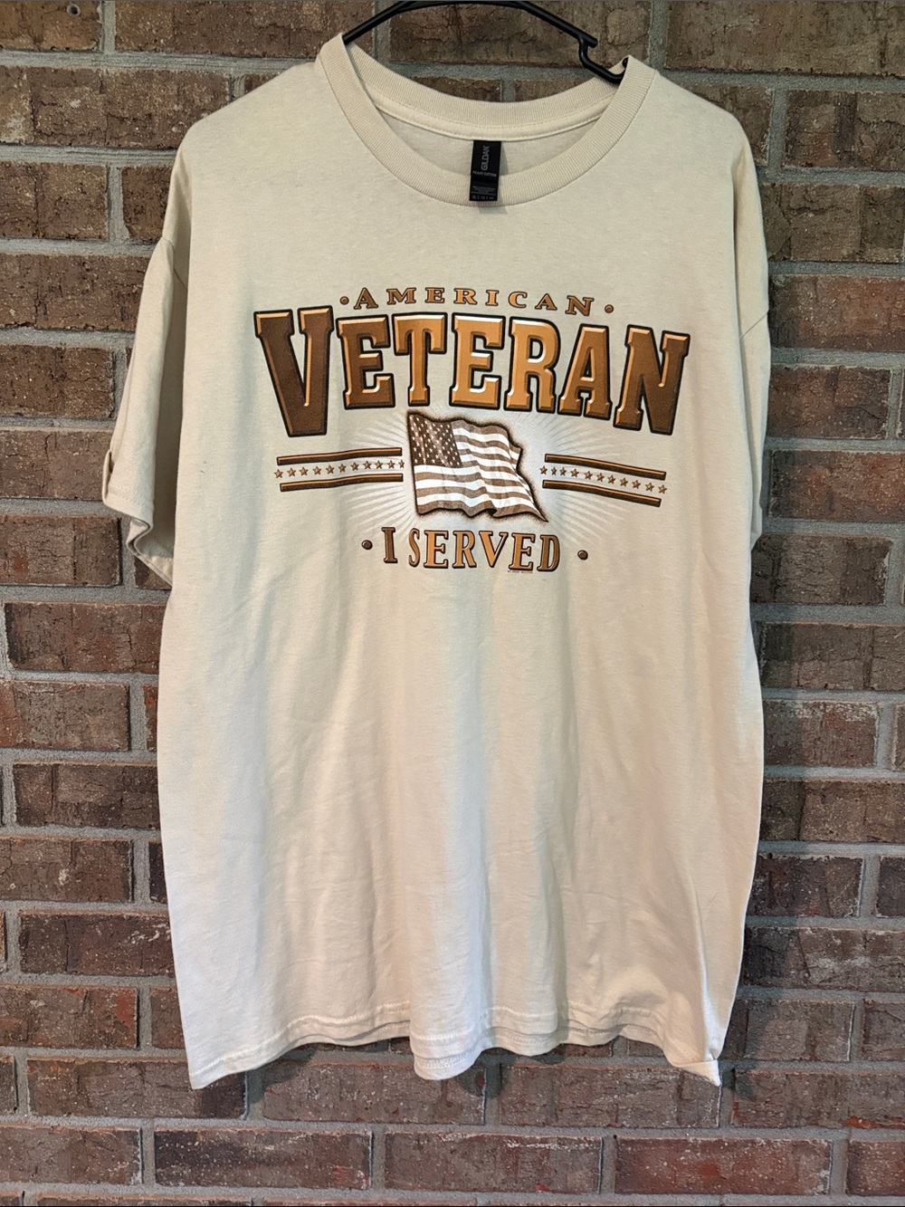 Gildan Beige 'American Veteran I Served' Short-Sleeve T-Shirt